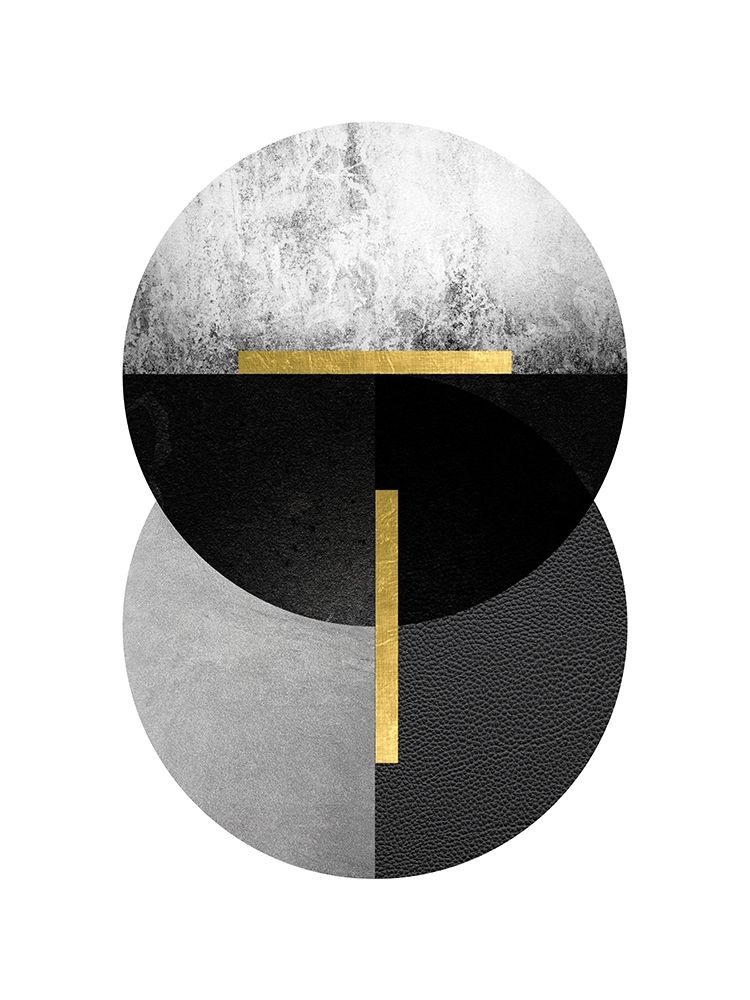 Art Print: Black Grey Gold Circles 1