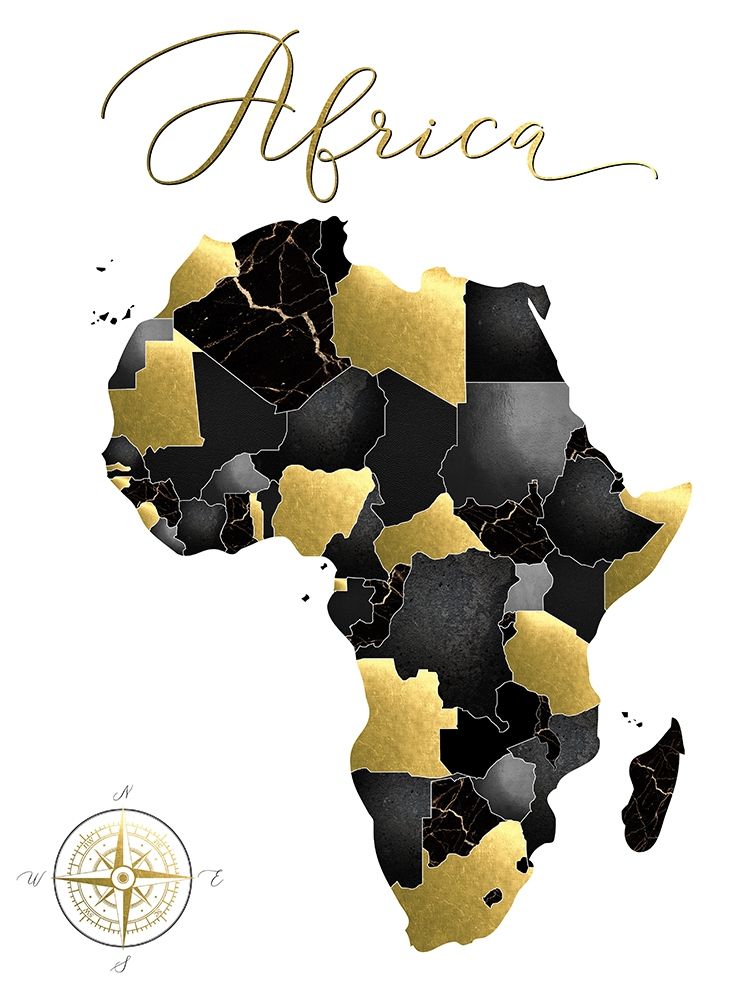 Art Print: Black Grey Gold Geo