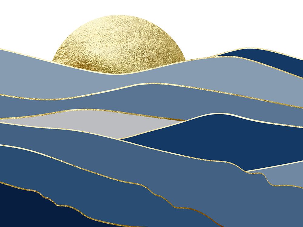 Art Print: Navy Gold Landscape 2