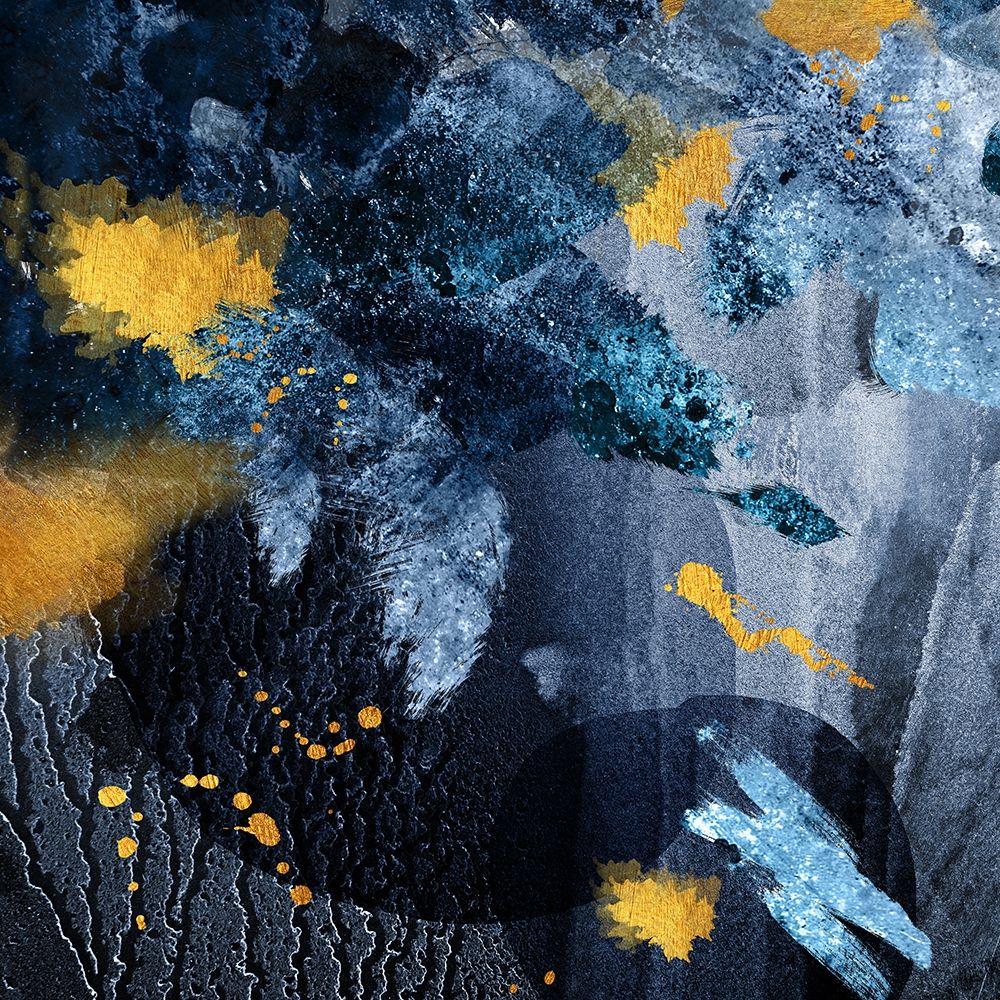 Art Print: Navy Gold Abstract