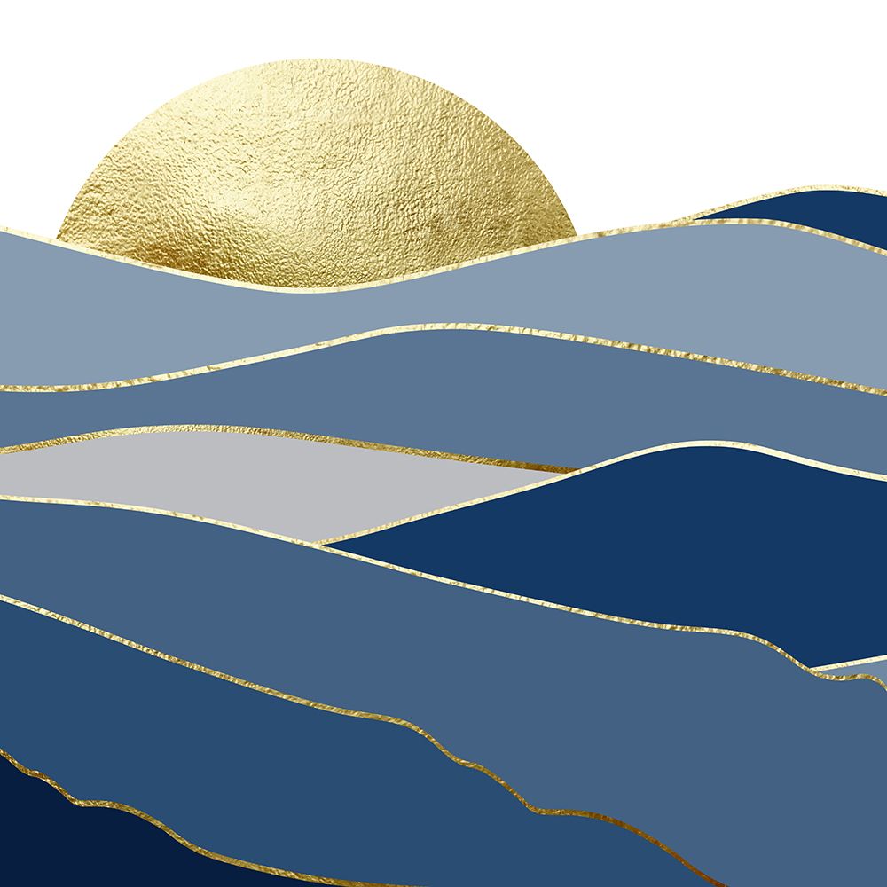 Art Print: Navy Gold Landscape 2 V2