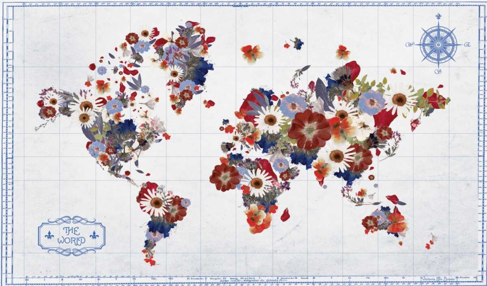 Wall Art Painting id:139631, Name: Floral Map 2, Artist: Brown, Victoria