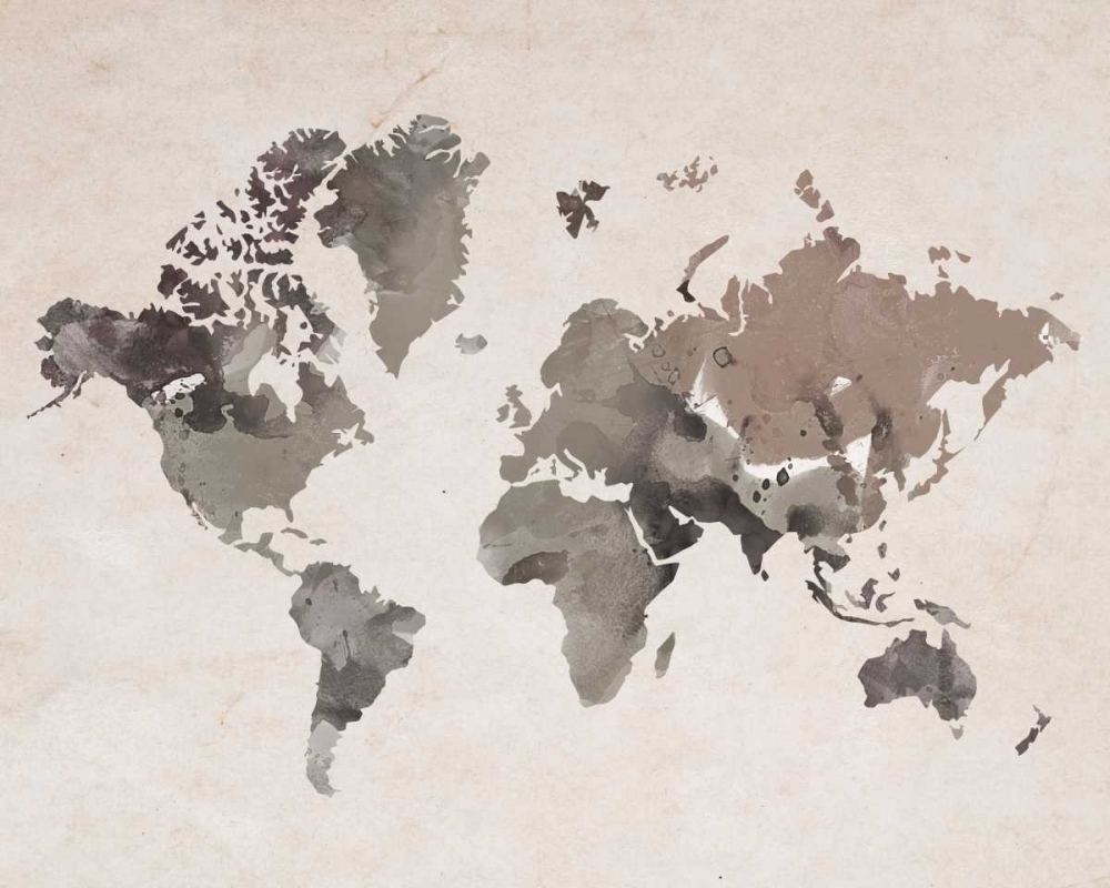 Wall Art Painting id:107064, Name: Watercolor Map Sepia, Artist: Brown,Victoria