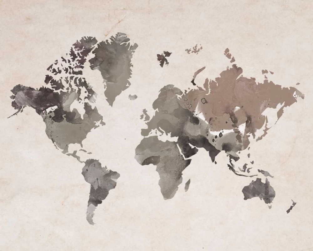Wall Art Painting id:107064, Name: Watercolor Map Sepia, Artist: Brown, Victoria