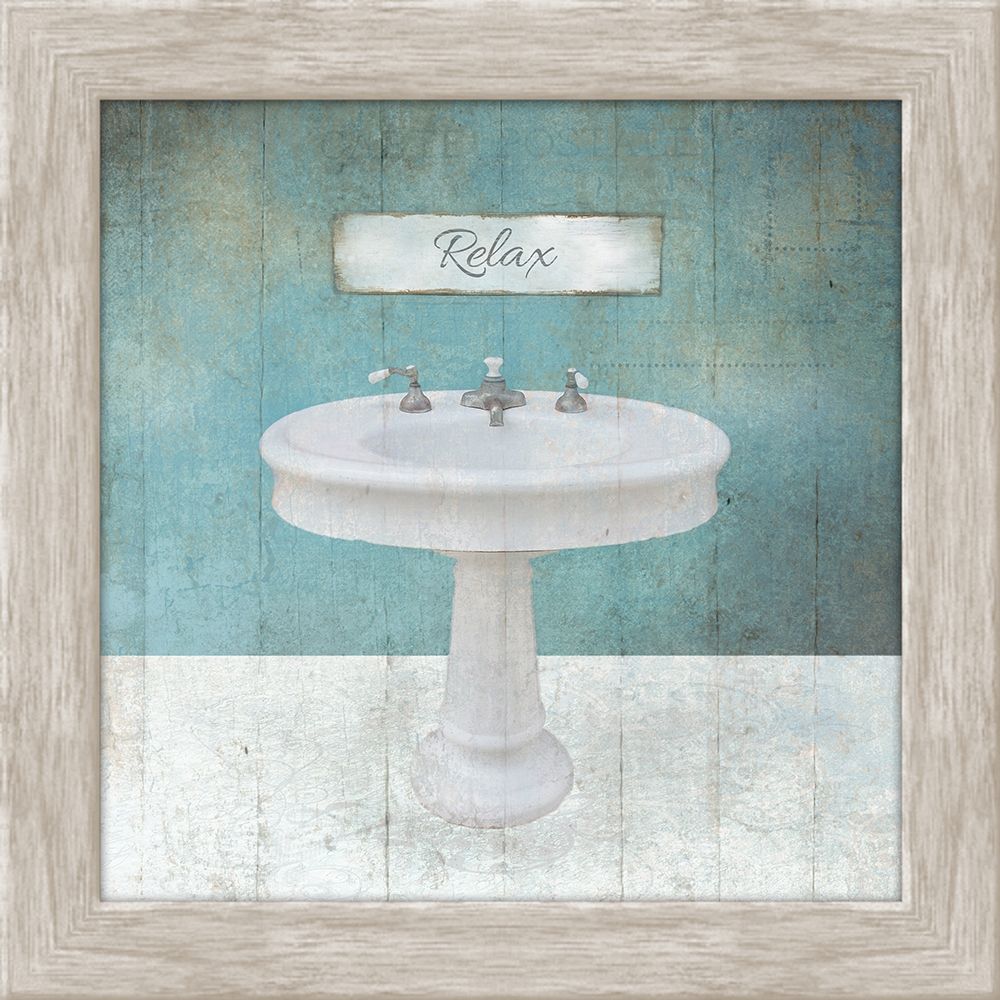 Wall Art Painting id:201127, Name: Wood Framed Aqua Bath Sink, Artist: Brown, Victoria