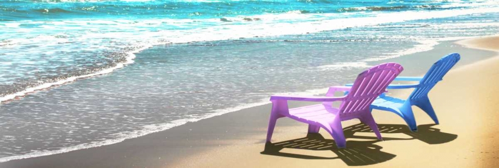 Art Print: Bright Adirondak chairs right 1