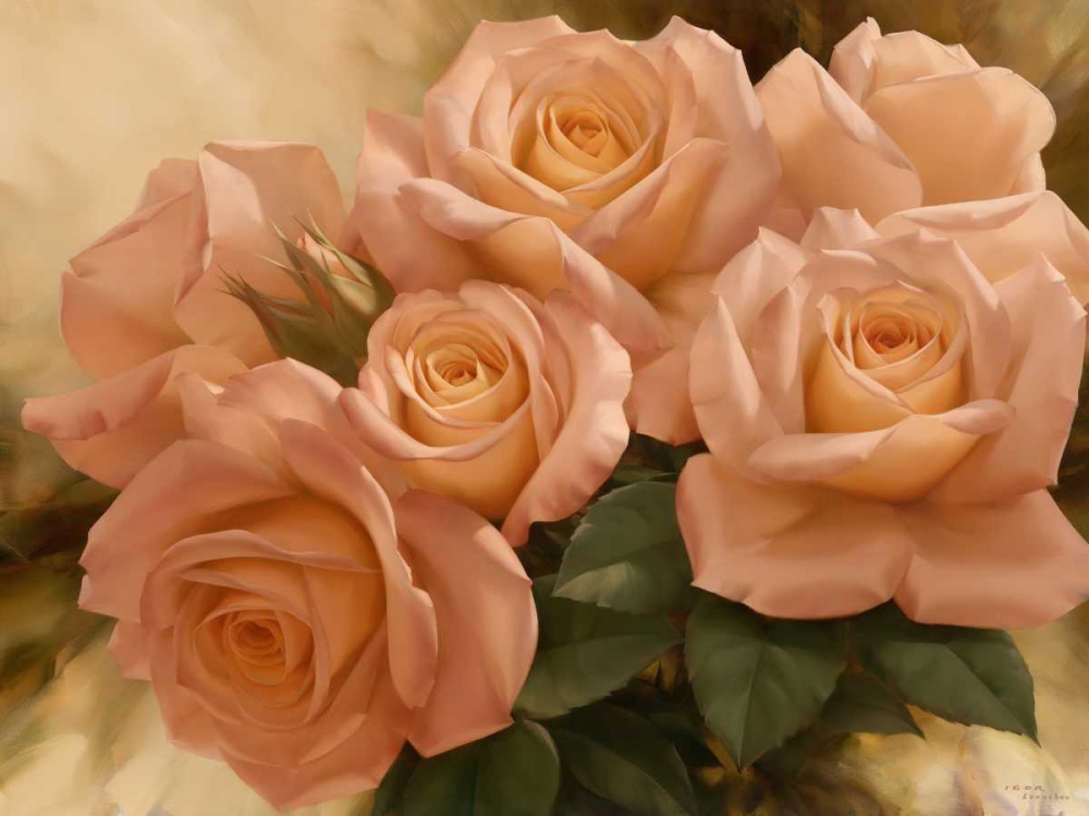 Wall Art Painting id:10107, Name: Peach Rose Splendor I, Artist: Levashov, Igor