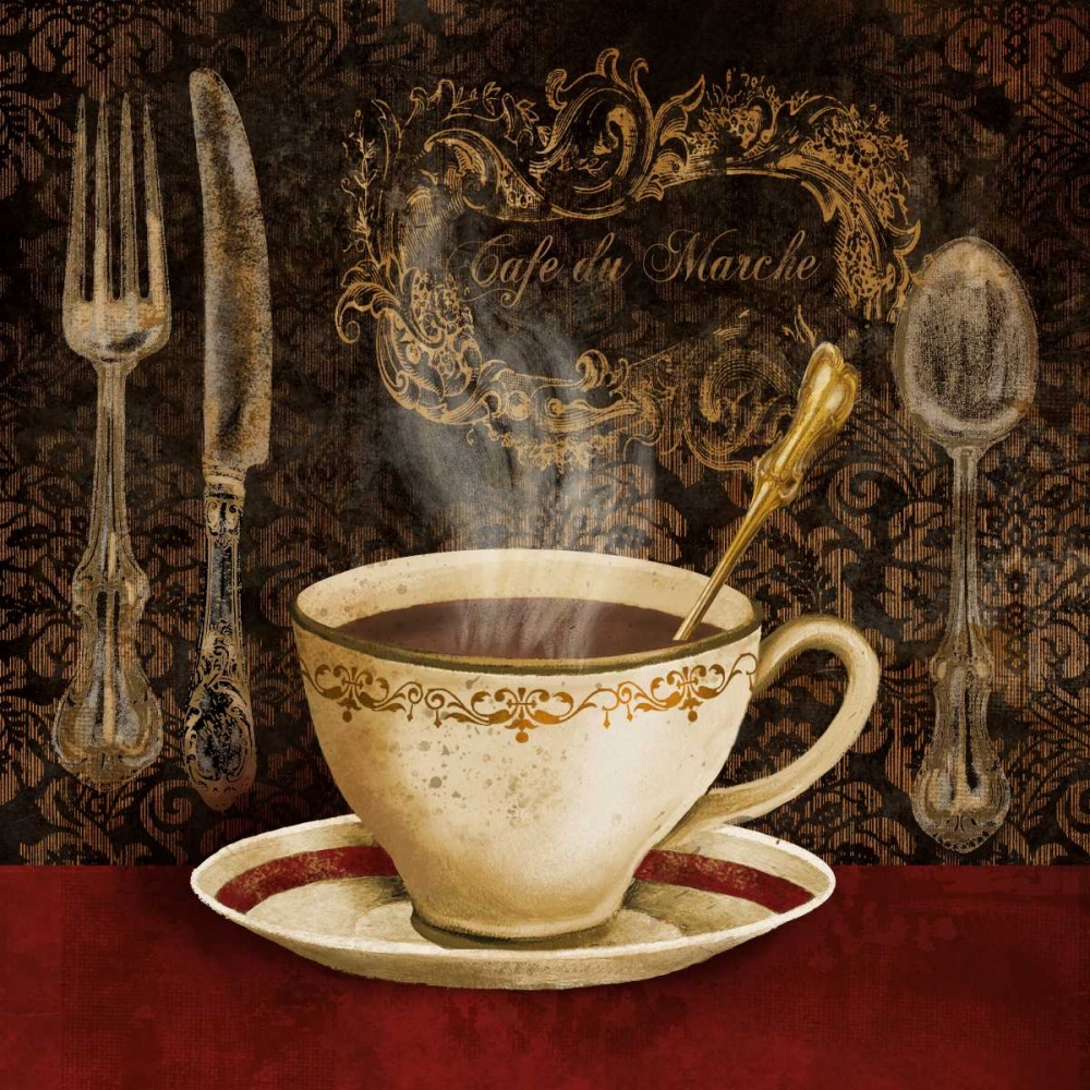 Wall Art Painting id:107130, Name: Cafe du Marche, Artist: Knutsen, Conrad