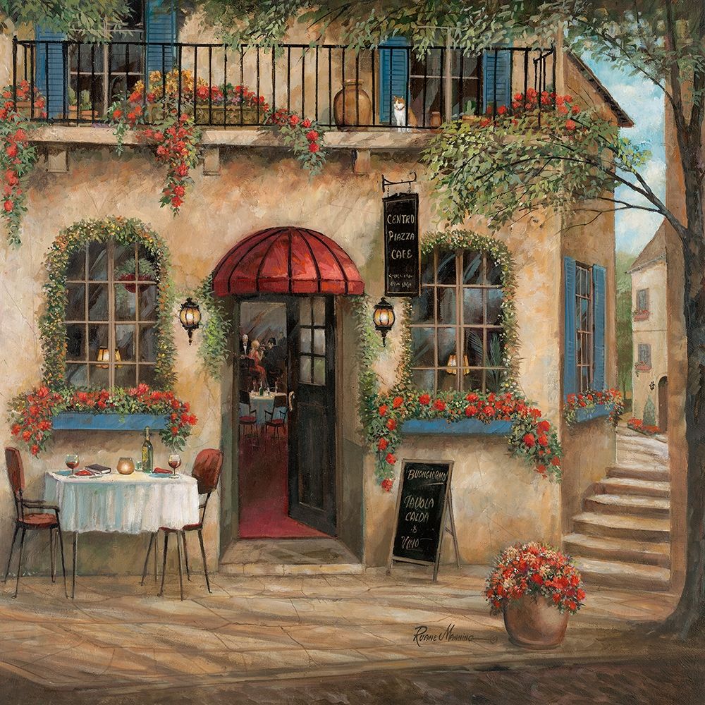 Wall Art Painting id:352131, Name: Centro Piazza Cafe, Artist: Manning, Ruane