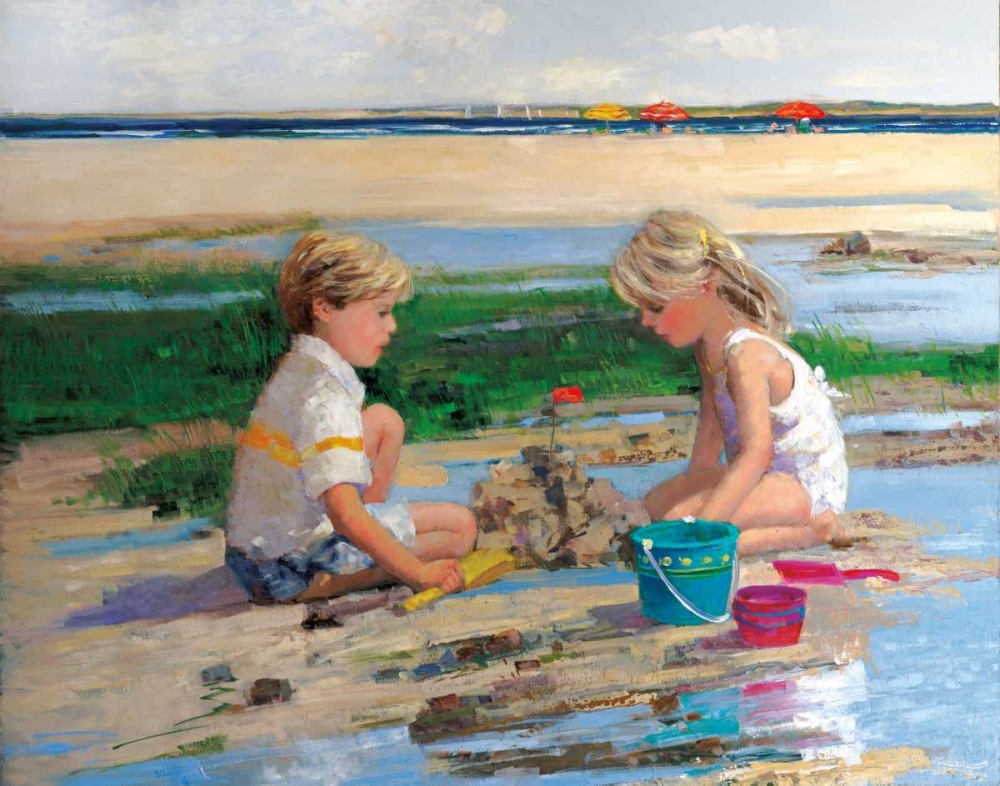 Wall art: Building Sand Castles, by Swatland, Sally