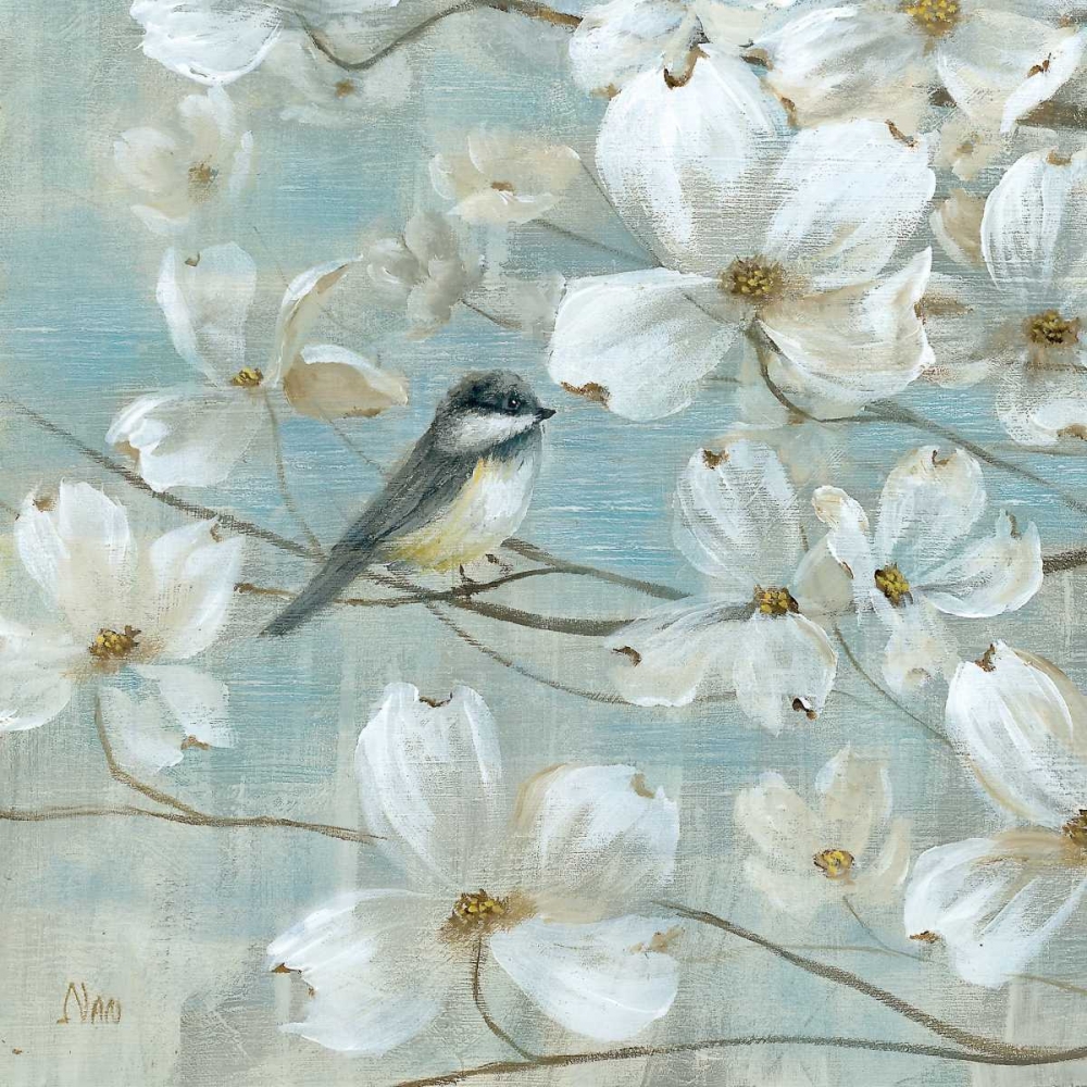 Wall Art Painting id:95667, Name: Chickadees and Dogwood, Artist: Nan