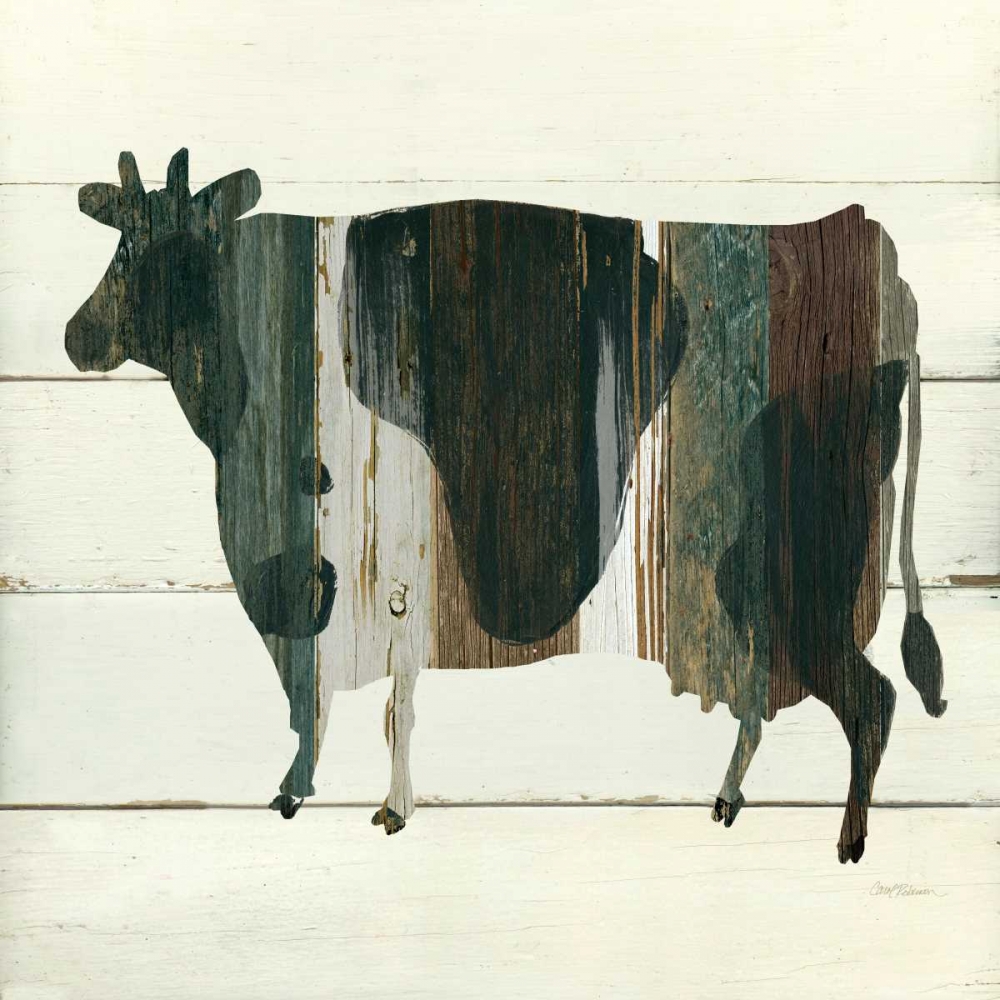 Wall Art Painting id:151191, Name: Woodgrain Cow, Artist: Robinson, Carol