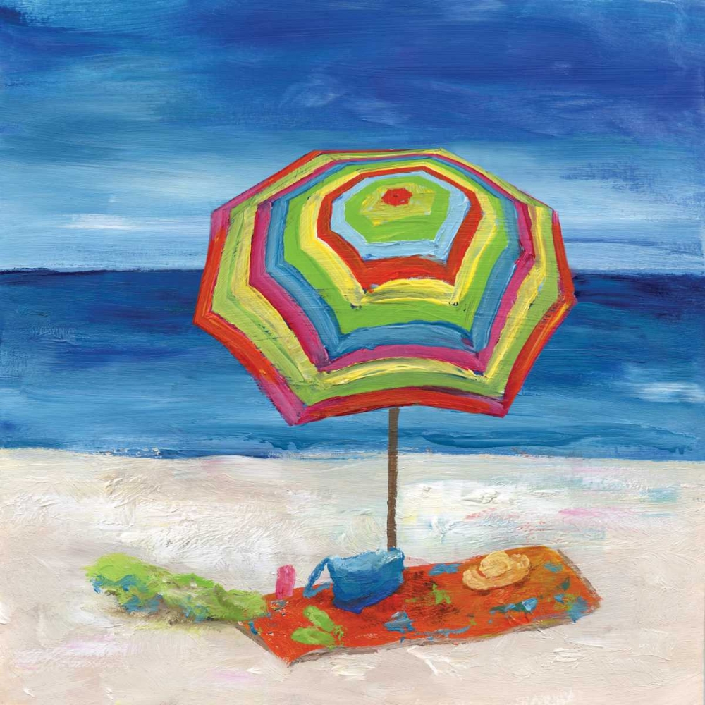 Wall Art Painting id:151229, Name: Bright Beach Umbrella II, Artist: Nan