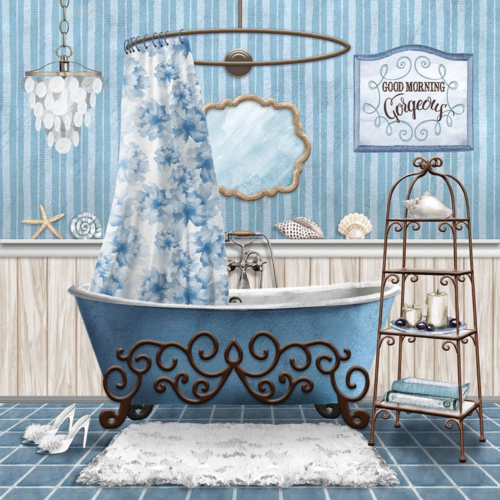 Wall Art Painting id:189923, Name: Blue Bath Retreat I, Artist: Knutsen, Conrad