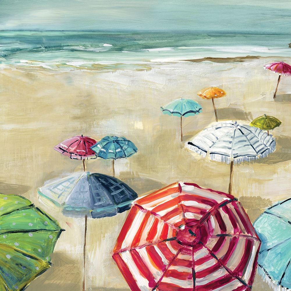 Wall Art Painting id:246488, Name: Umbrella Beach II, Artist: Robinson, Carol