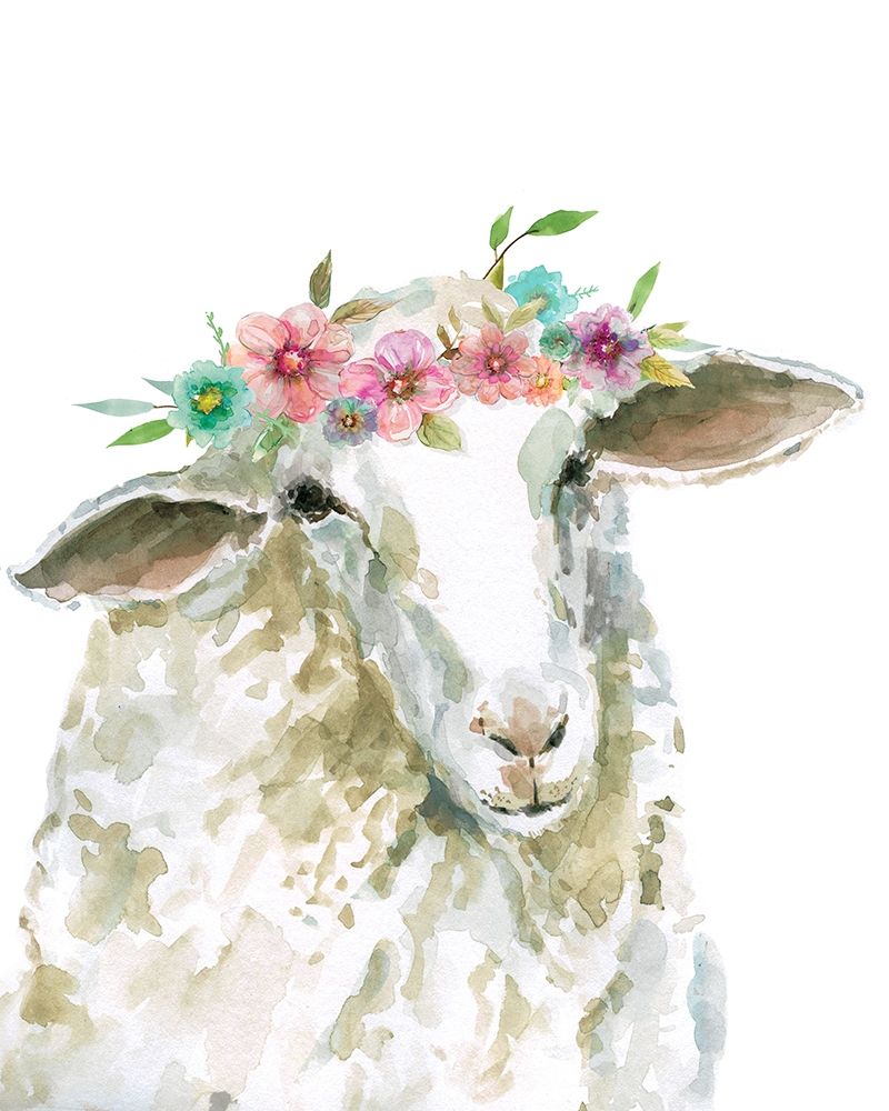 Art Print: Flower Crown Sheep