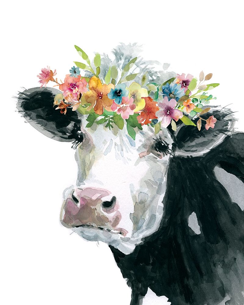 Art Print: Flower Crown Cow