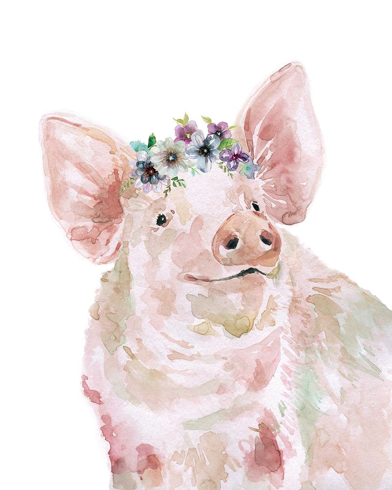 Art Print: Flower Crown Pig