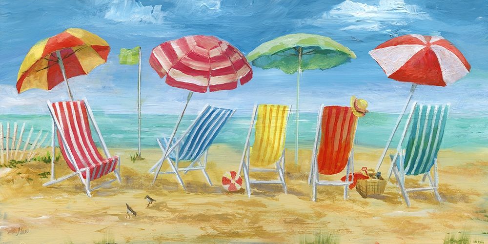 Wall Art Painting id:221559, Name: Bright Beach Chairs, Artist: Nan