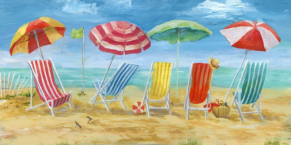 Art Print: Bright Beach Chairs