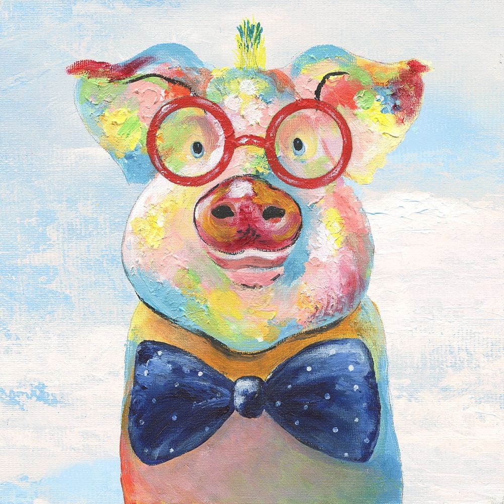 Wall Art Painting id:261723, Name: Groovy Pig and Sky, Artist: Tava Studios