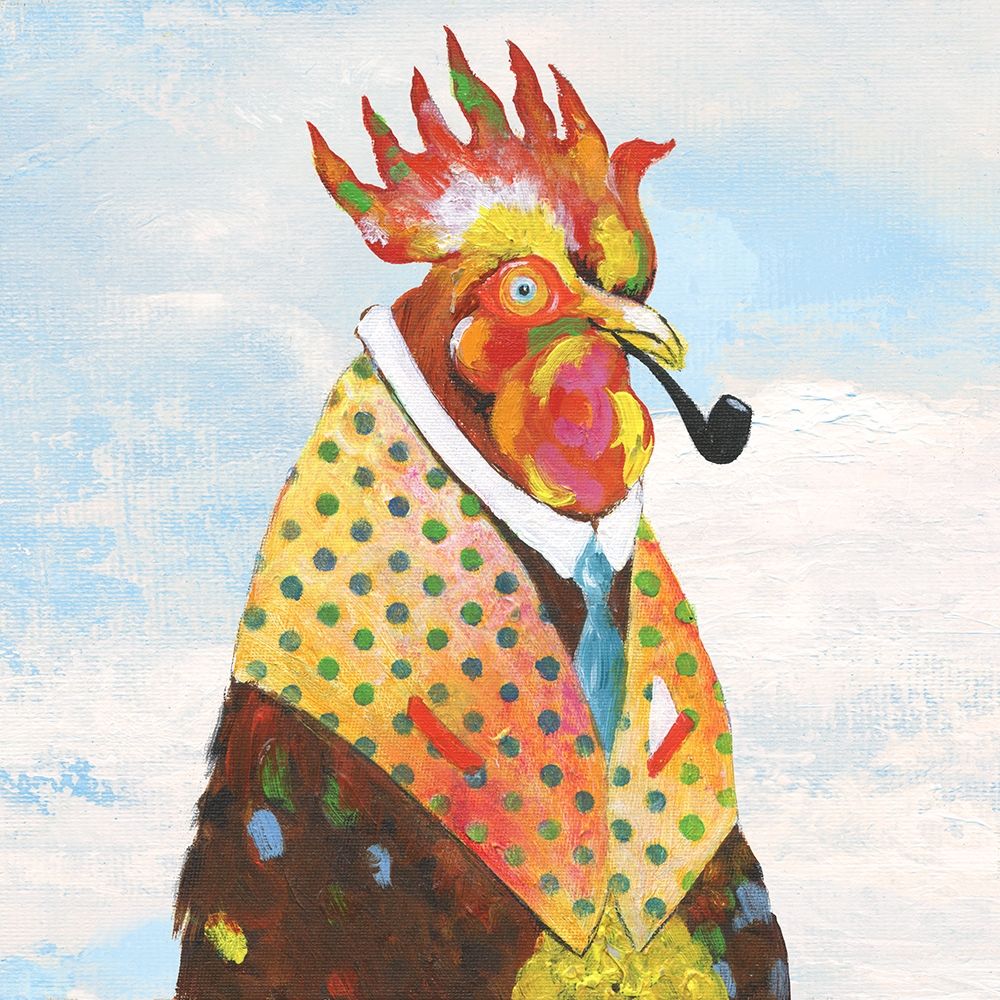 Wall Art Painting id:261732, Name: Groovy Rooster and Sky, Artist: Tava Studios