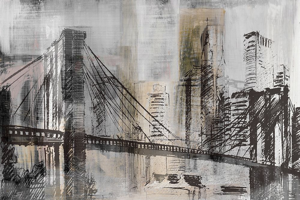 Wall Art Painting id:264584, Name: Brooklyn Bridge Twilight Detail, Artist: Jill, Susan