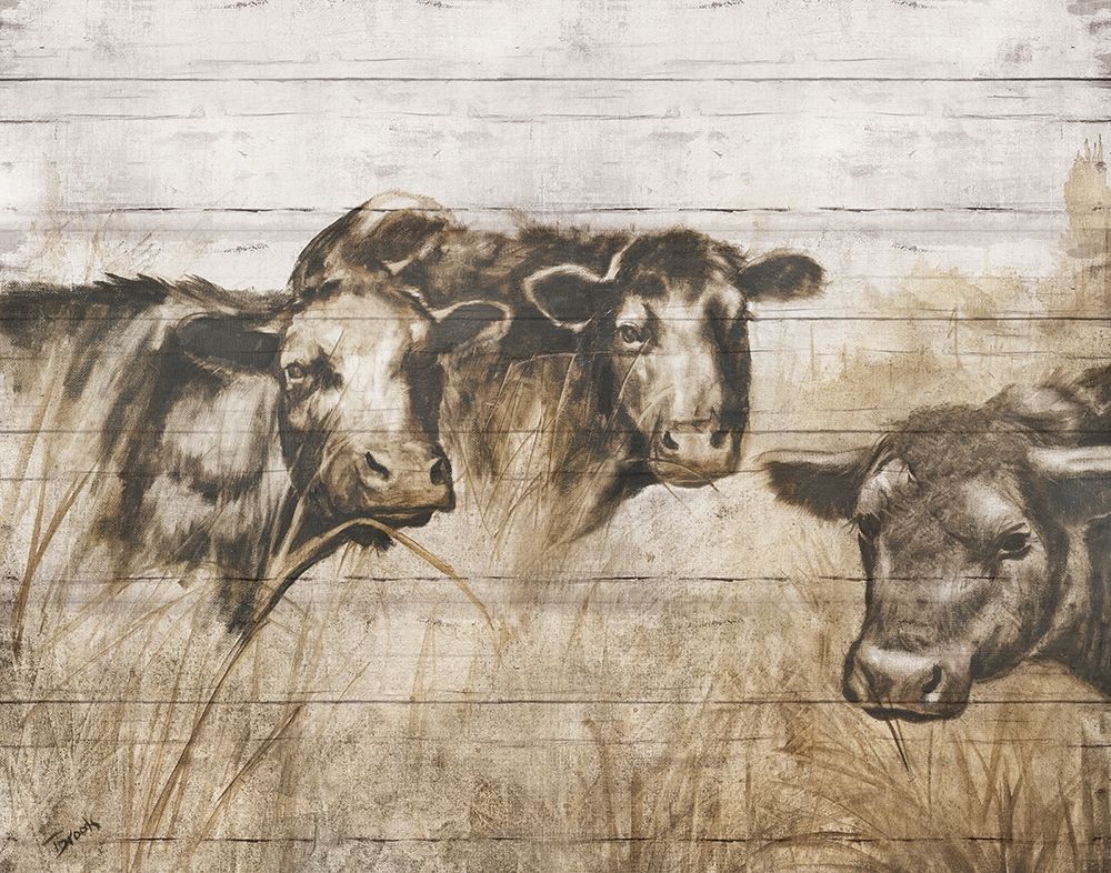 Wall Art Painting id:284595, Name: Sepia Cows, Artist: Brooks, Donna