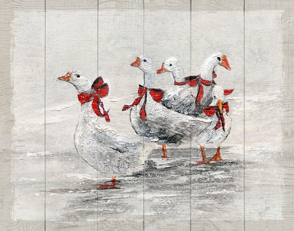 Wall Art Painting id:356553, Name: Christmas Geese, Artist: Brooks, Donna