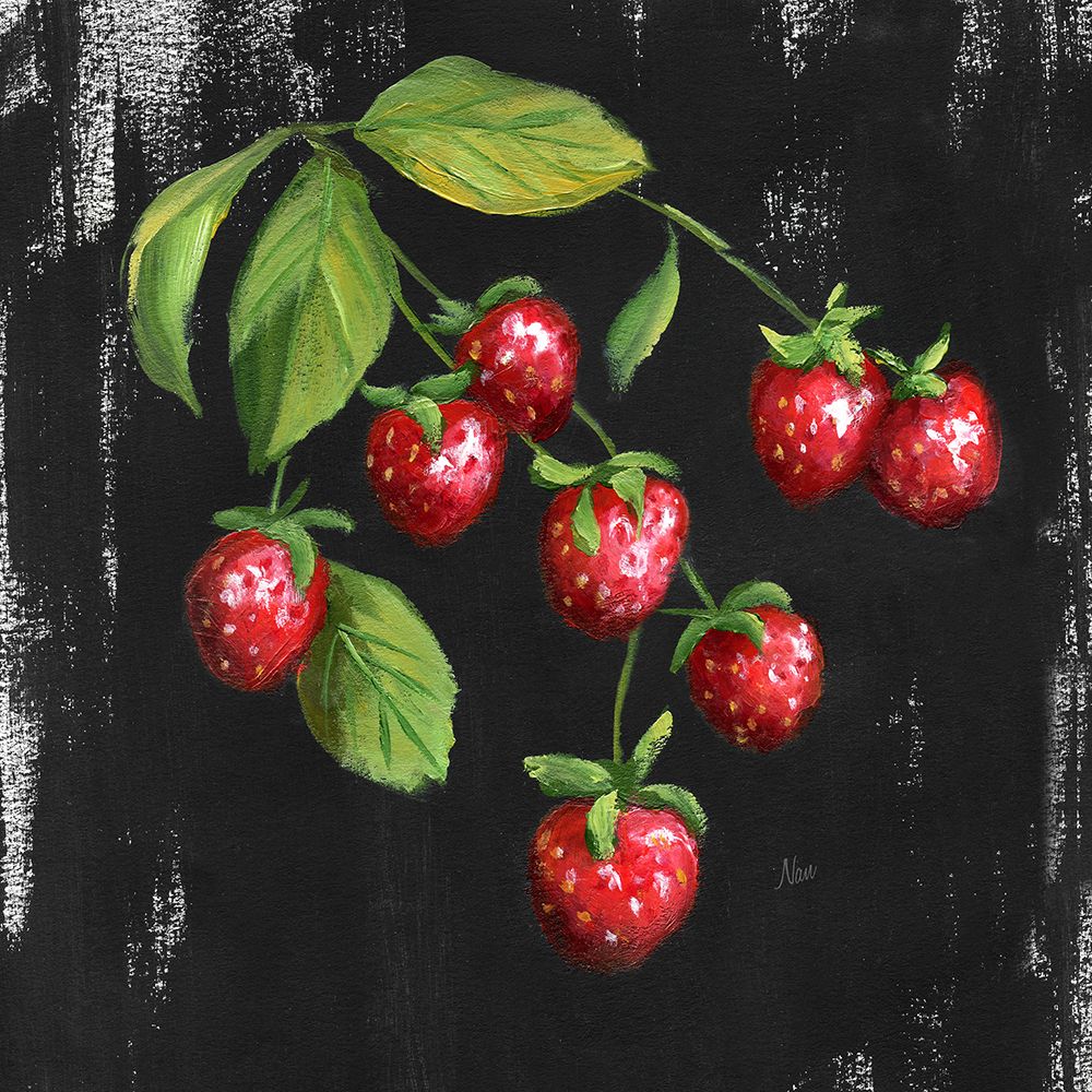 Wall Art Painting id:436105, Name: Chalkboard Strawberries, Artist: Nan