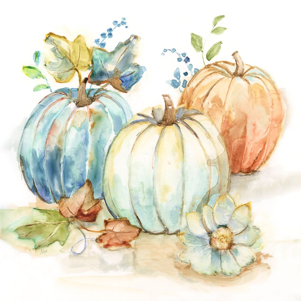 Wall Art Painting id:424915, Name: First Harvest Pumpkins I, Artist: Nan