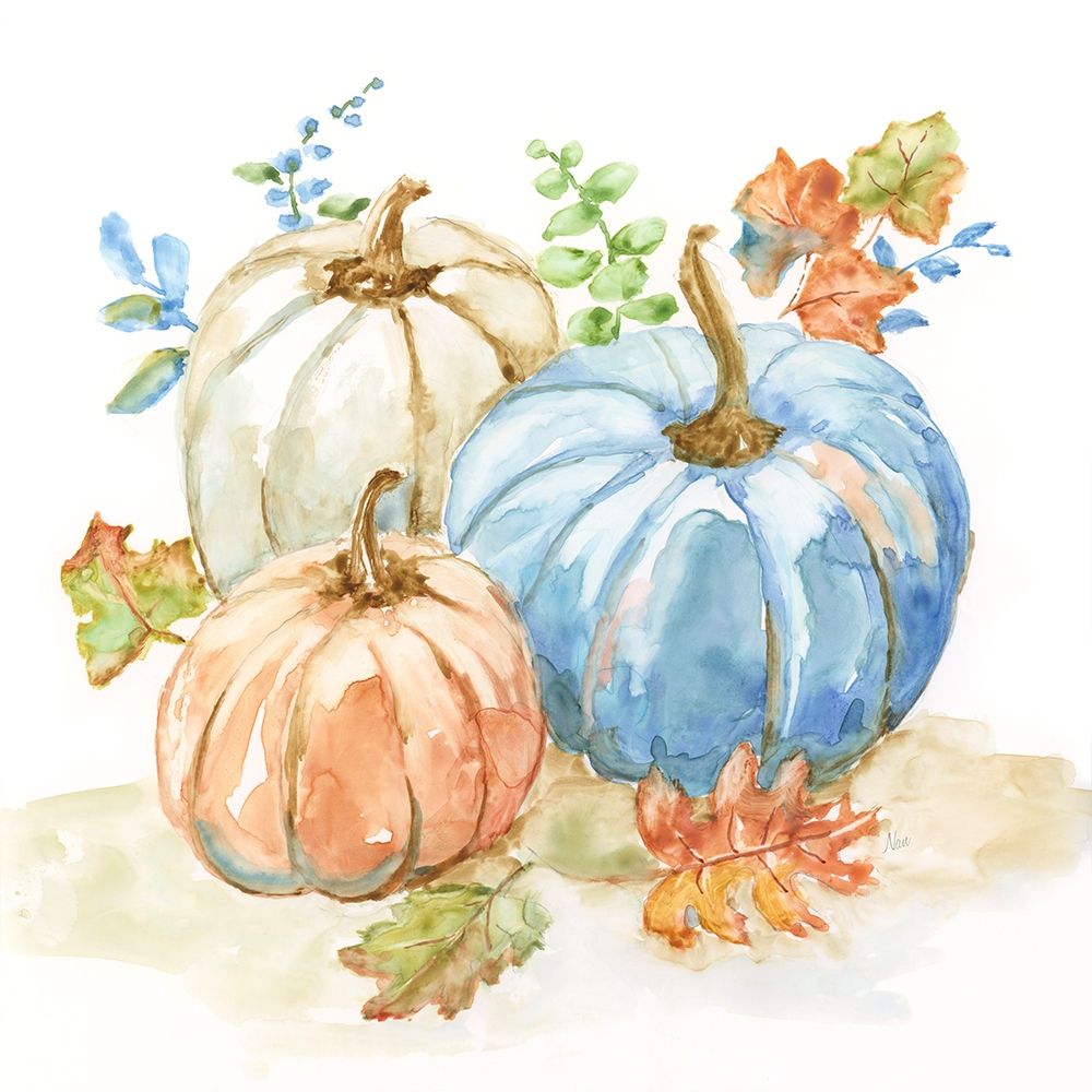Wall Art Painting id:424916, Name: First Harvest Pumpkins II, Artist: Nan
