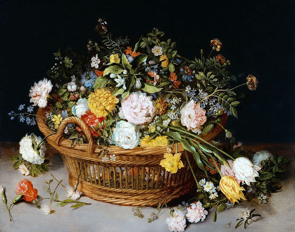 Art Print: A Basket of Flowers