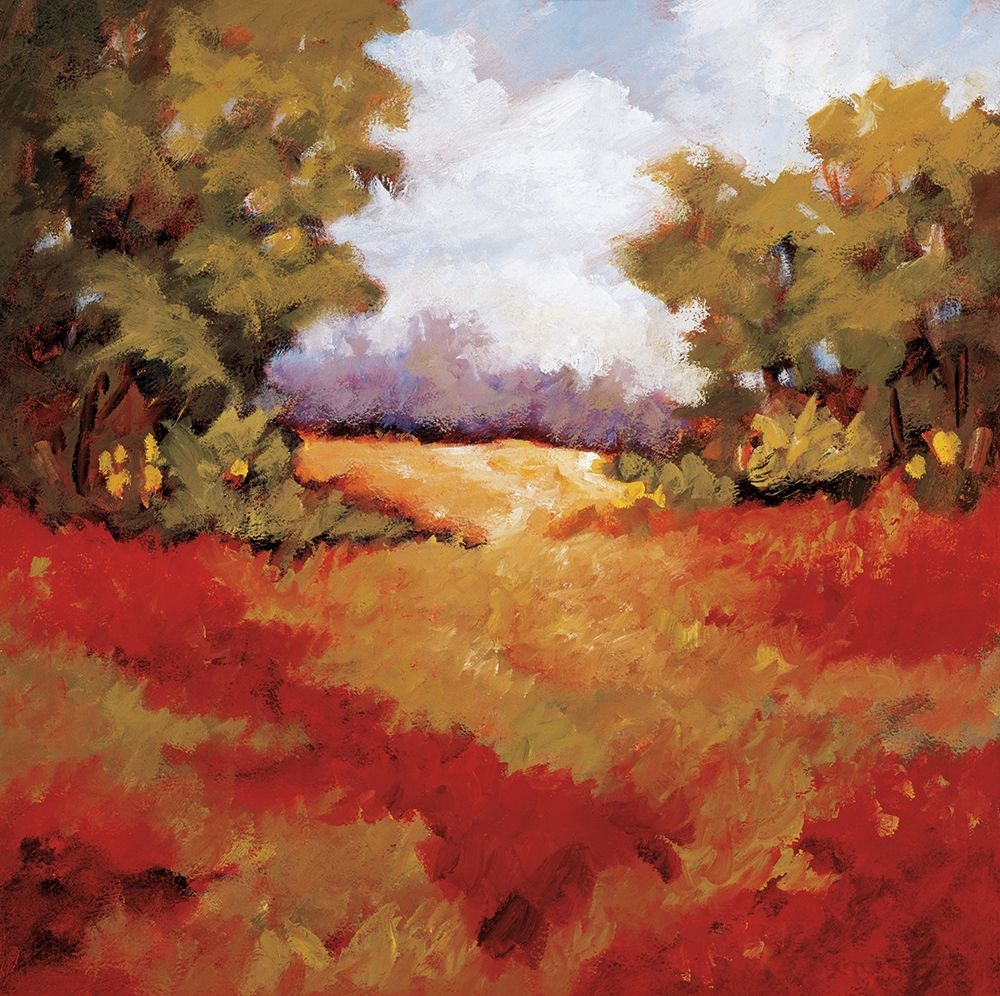 Wall Art Painting id:246919, Name: Scarlet Fields II, Artist: Baynes, Maija