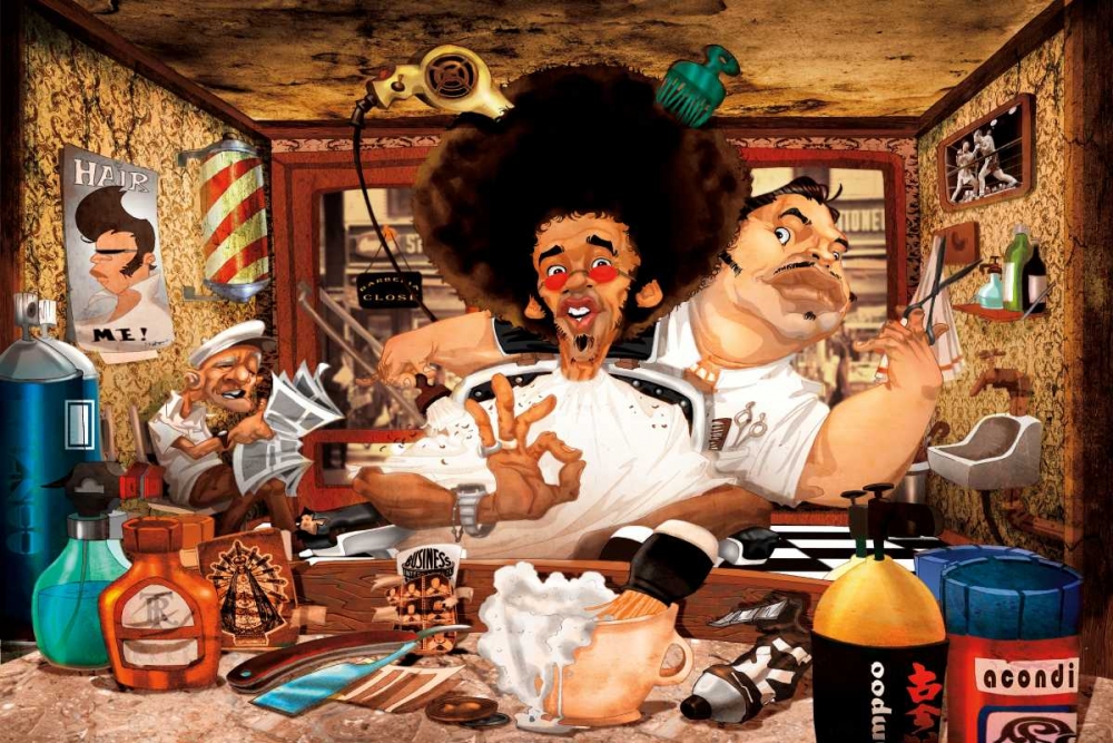 Wall Art Painting id:36079, Name: The Barbers Shop, Artist: Perez, Adam