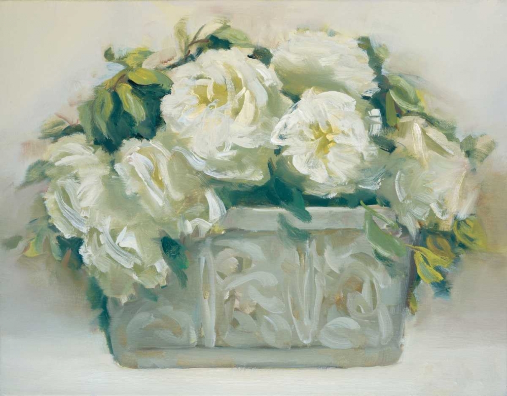 Wall art: White Roses in Planter, by Dern, Andrea