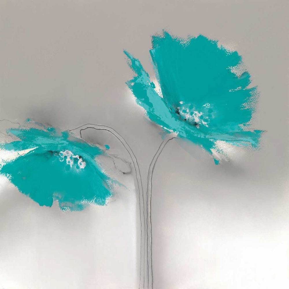 Wall Art Painting id:59978, Name: Aqua Platinum Petals II, Artist: Prior, J.P.