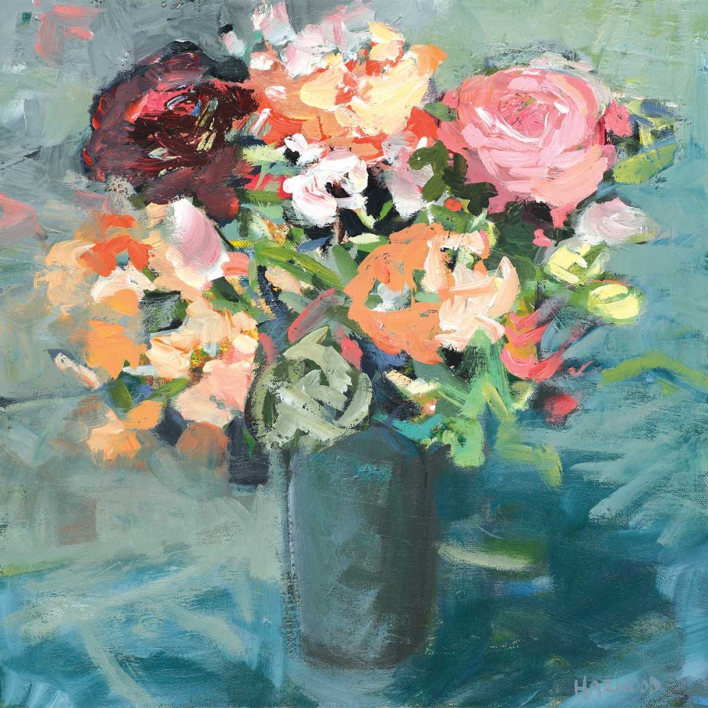Wall Art Painting id:171217, Name: Teal Bouquet, Artist: Harwood, Jennifer