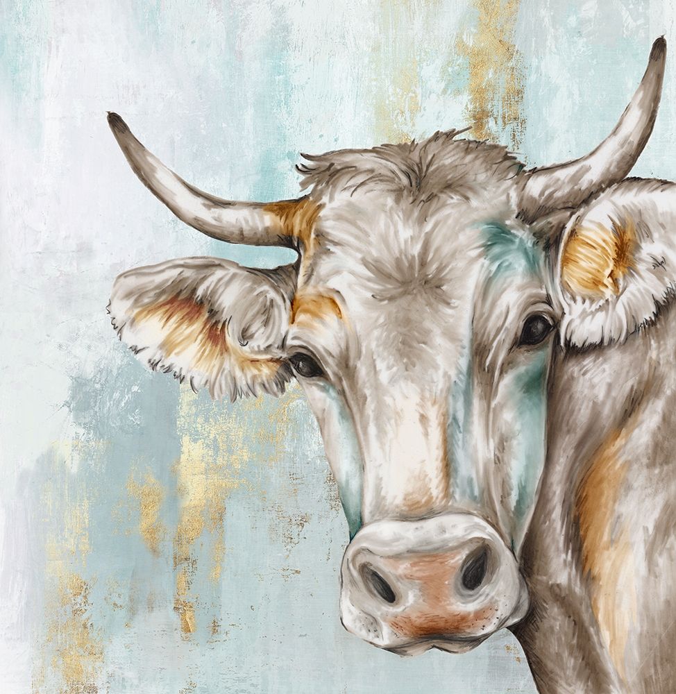 Wall Art Painting id:219948, Name: Headstrong Cow, Artist: Watts, Eva