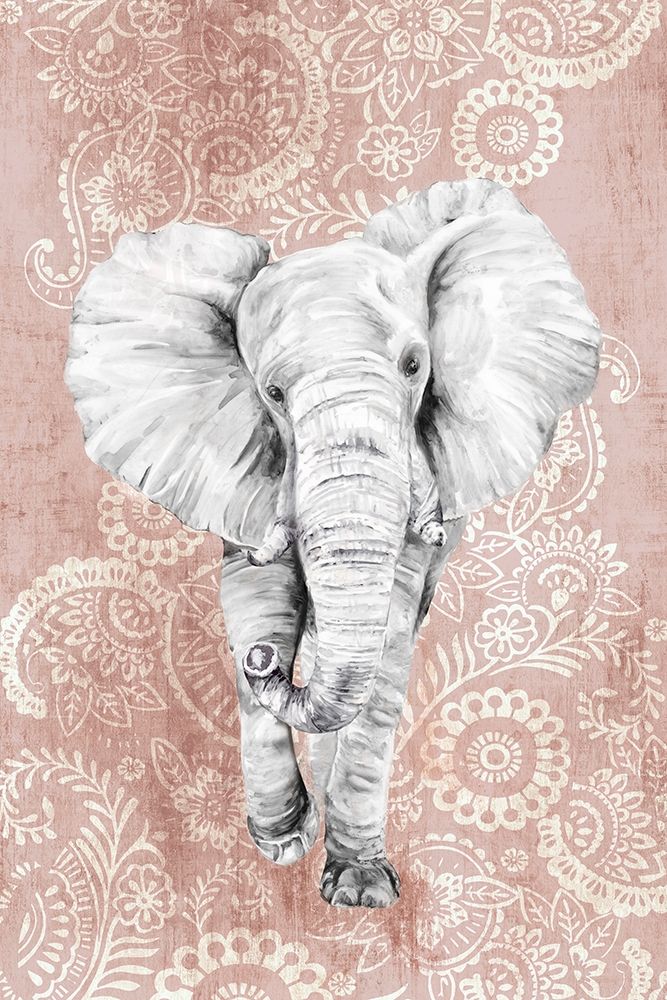 Wall Art Painting id:219991, Name: Pink Paisley Elephant , Artist: Watts, Eva