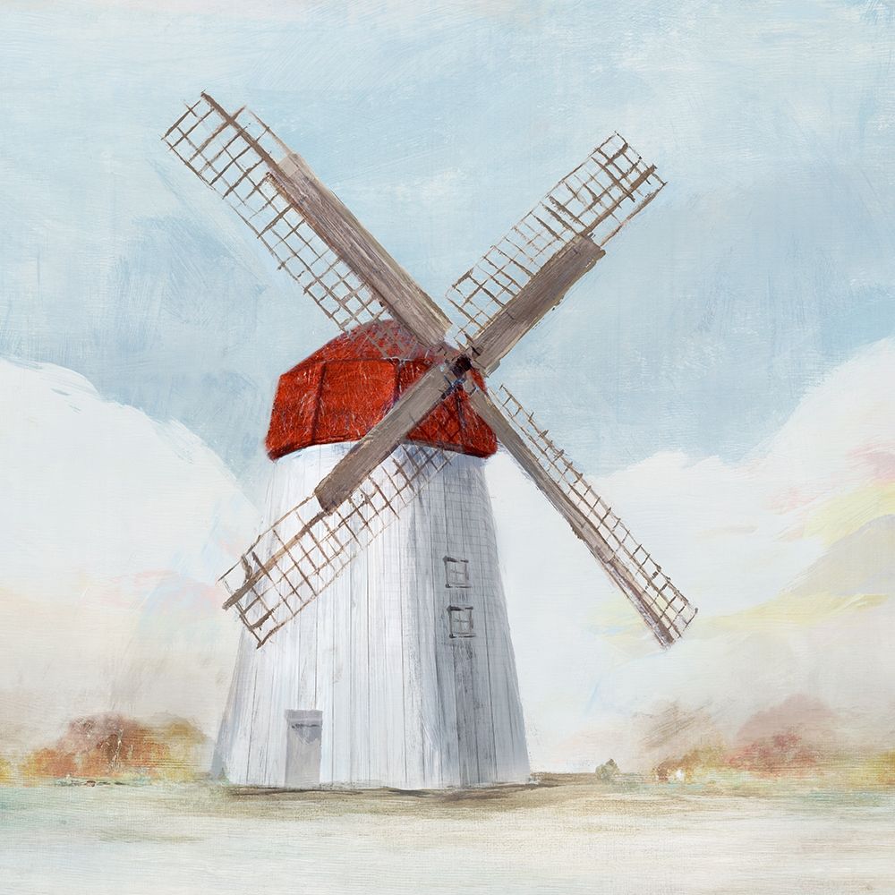 Art Print: Red Windmill I 