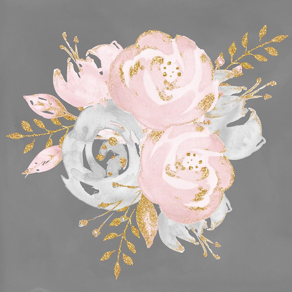 Art Print: Floral Bouquet On Gray