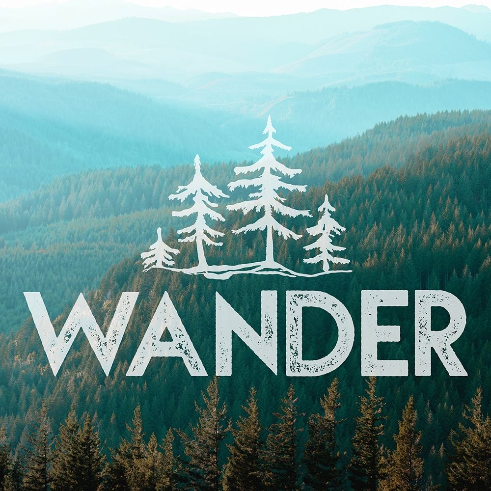 Art Print: Wander Forest Quote Turquoise Vintage Valley Woods
