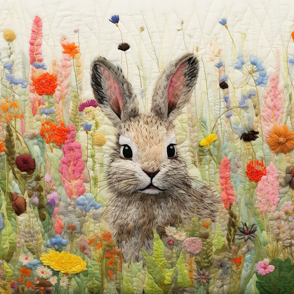 Wall Art Painting id:656347, Name: Patchwork Rabbit, Artist: Roozbeh
