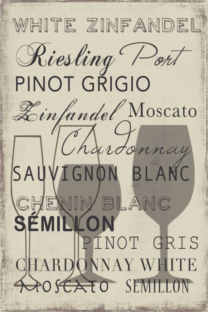 Wall art: White Wine Collection - Mini, by Wilson, Aimee