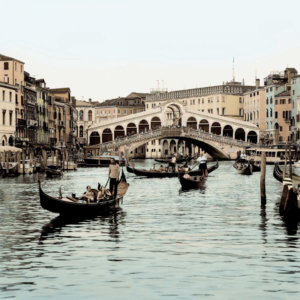 Art Print: Ponte Rialto con Gondolas