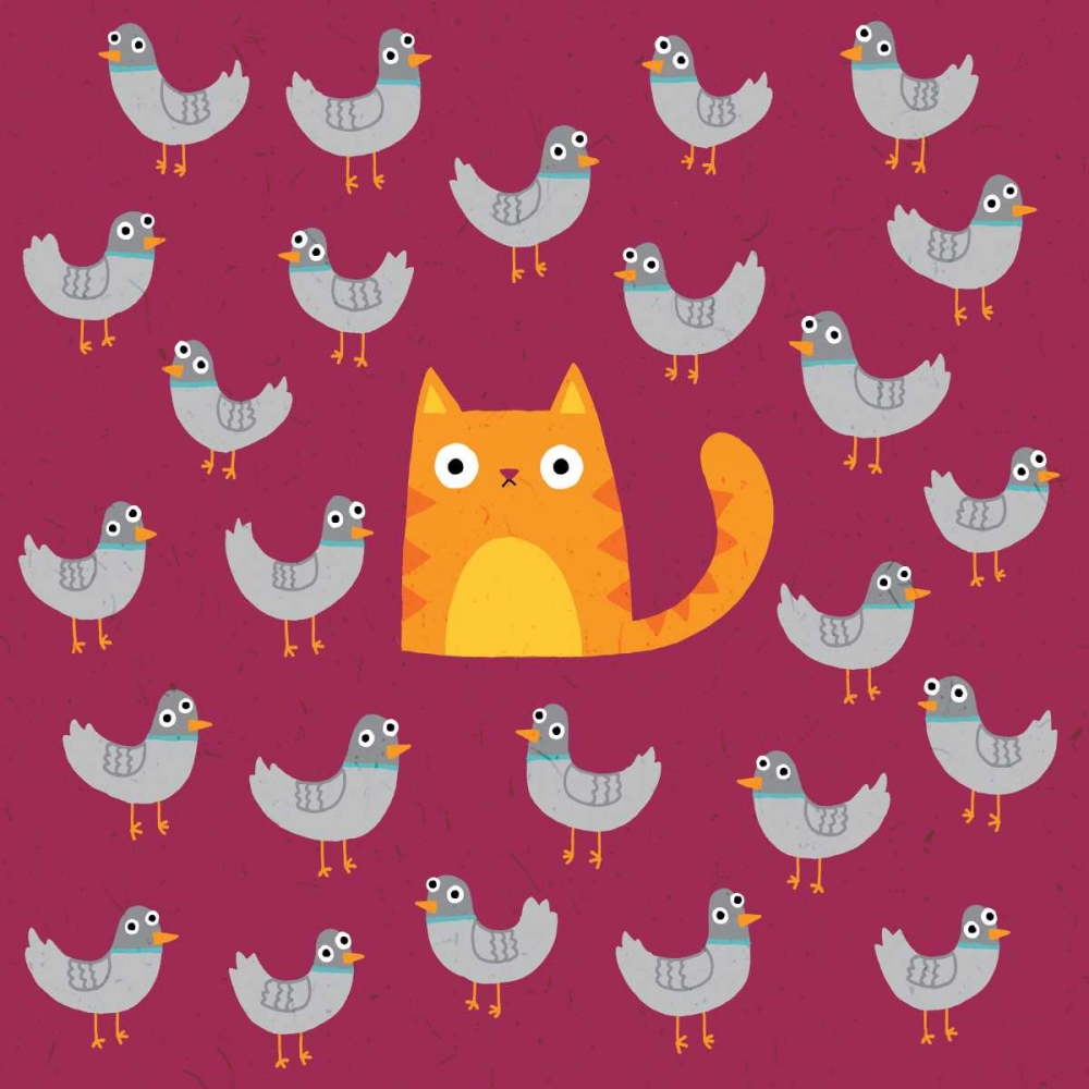 Art Print: Cat amongst the Pigeons