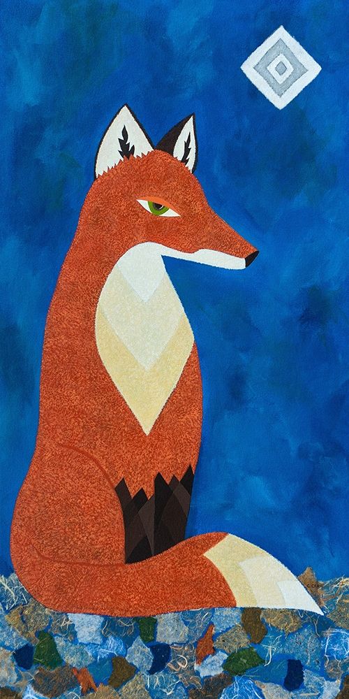 Art Print: Fox Under Diamond Moon