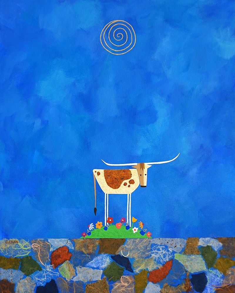 Art Print: Longhorn on Wildflower Hill