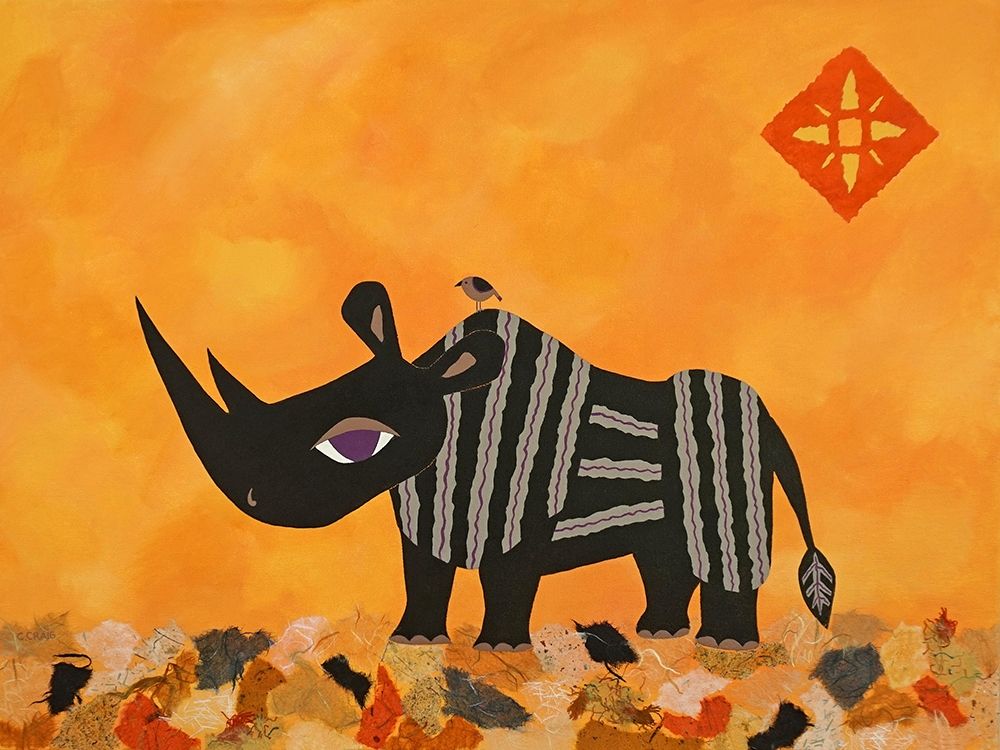 Art Print: Rhino with Summer Sky